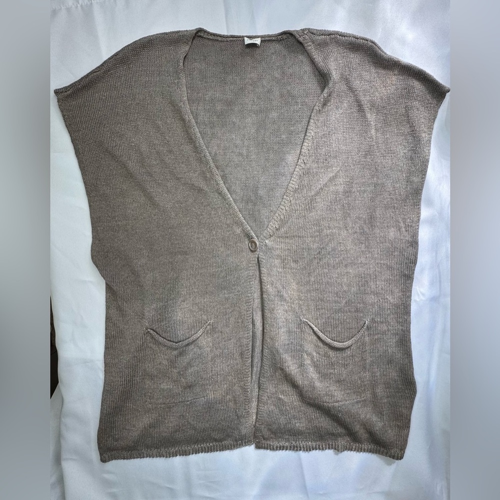 Poetry 100% Linen Knit Sleeveless Cardigan Vest | UK 20 / US 16-18